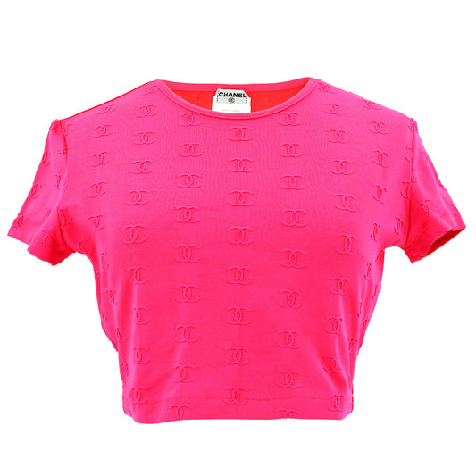 Chanel spring 1997 CC logo-embroidered cropped T-shirt #40