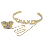 Chanel Bangle Chain Ring Rhinestone #6 Gold 01C