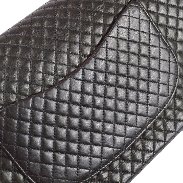 Chanel Classic Flap Double Chain Shoulder Bag Black Lambskin