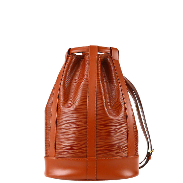 Louis Vuitton Randonnee PM Bucket Shoulder Bag Brown Epi M52353