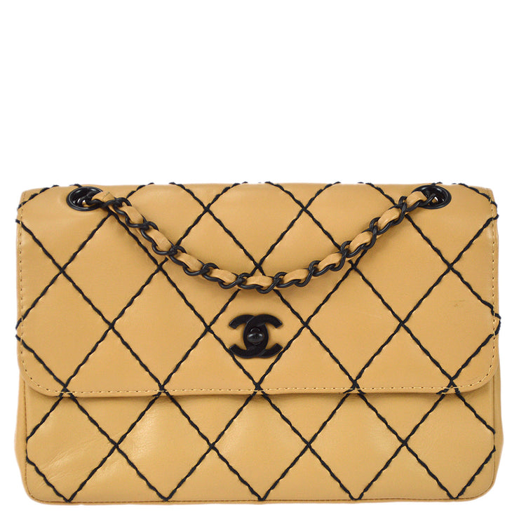 Chanel Wild Stitch Straight Flap Chain Shoulder Bag Beige Calfskin – AMORE  Vintage Tokyo