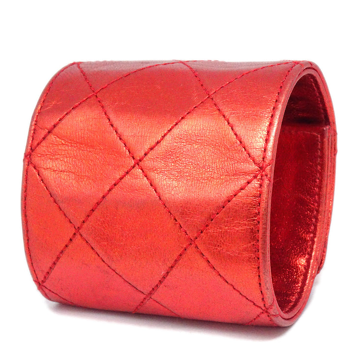 Chanel Turnlock Bangle Red Lambskin