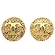 Chanel 1994 Round Woven CC Earrings Clip-On Gold 2862