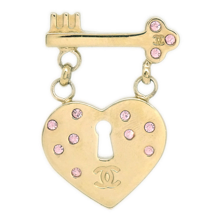 Chanel Heart Brooch Pin Rhinestone Gold 02P – AMORE Vintage Tokyo