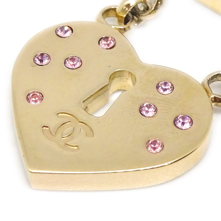 NEW CHANEL Pink Heart Resin Bead Pearl Gold CC Brooch Pin AB8219B08566NJ004