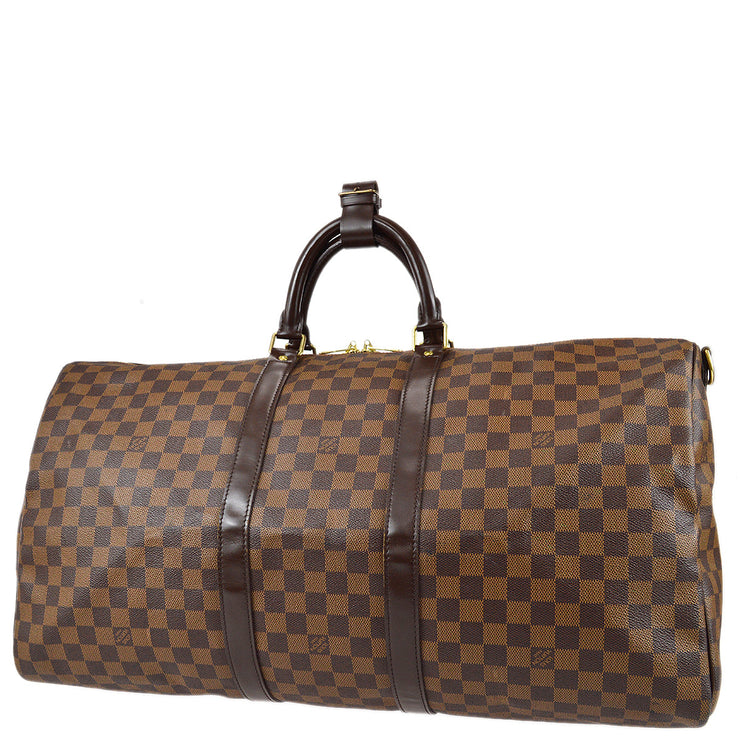 Louis Vuitton Damier Azur Keepall Bandouliere 55 Boston Bag N41429