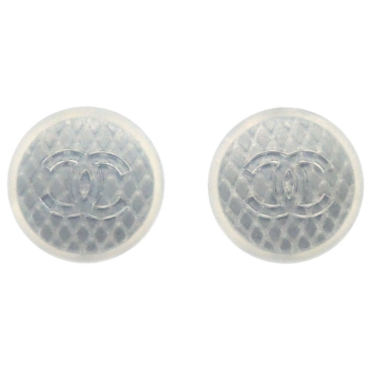 Chanel Button Earrings Clip-On Gray 99S