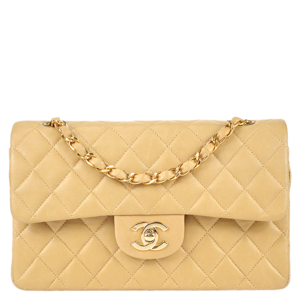 Chanel 2000-2001 Classic Double Flap Small Shoulder Bag Beige
