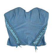 Christian Dior Bustier Tops Light Blue #95
