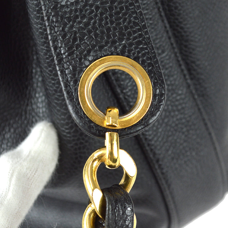 Chanel Black Quilted Caviar Leather Vintage Timeless Pochette Shoulder