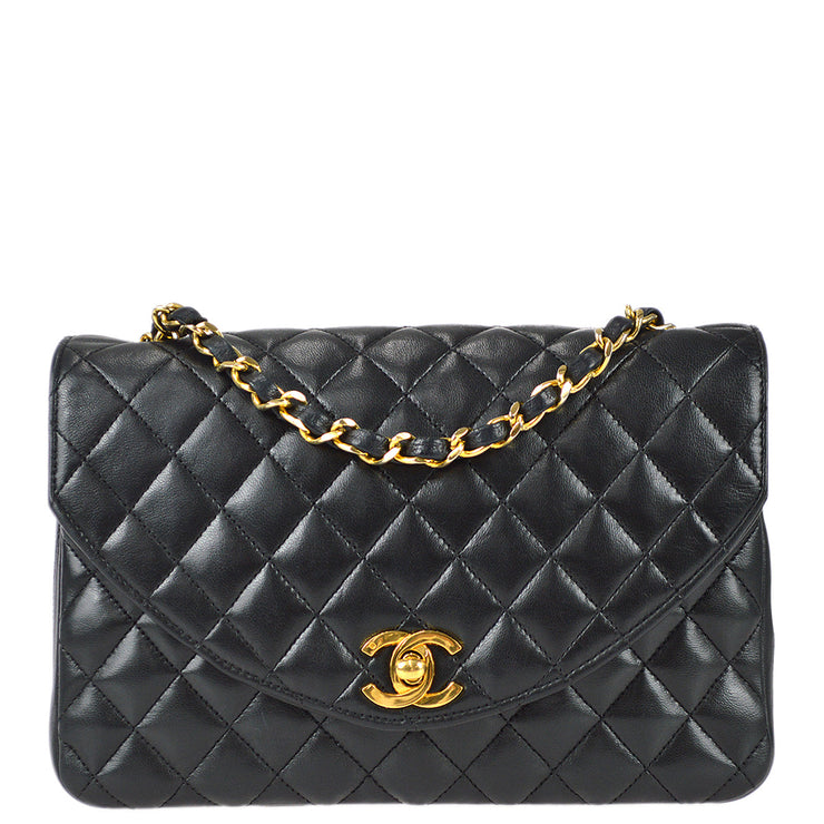 Chanel 1986-1988 Black Lambskin Medium Classic Double Flap Bag