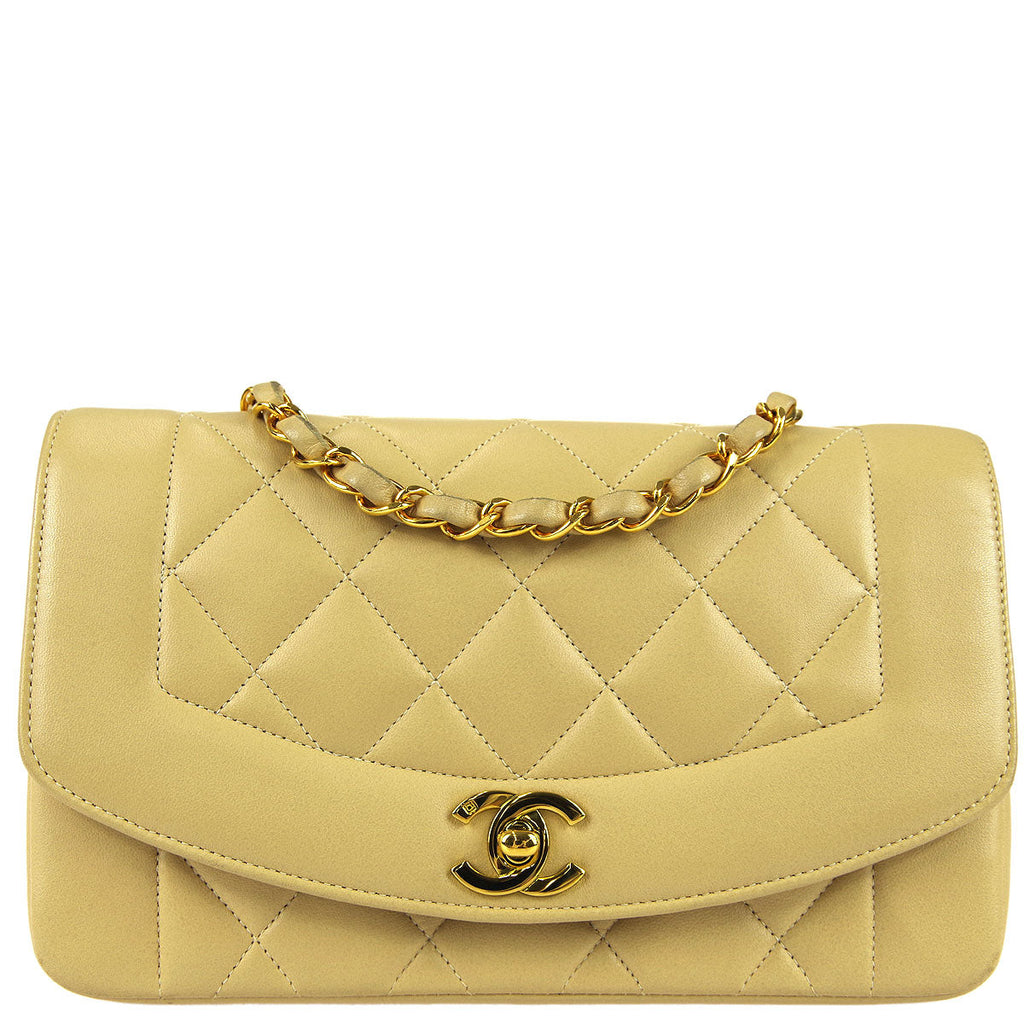 Chanel * 1994-1996 Small Diana Flap Bag Beige Lambskin