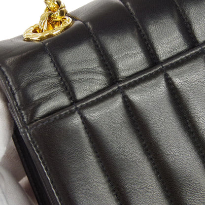 Chanel * 1991-1994 Black Lambskin Mini Vertical Stitch Flap Bag