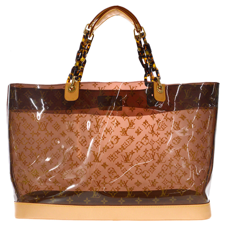 LOUIS VUITTON Cabas Ambre MM Vinyl Monogram Tote Bag Brown