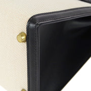 Hermes * 2002 Kelly 28 Sellier Black Toile H Box Calf