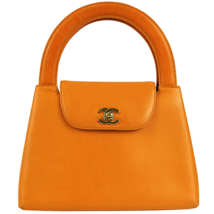Chanel * 1997-1999 Shopping Handbag Medium Orange Caviar
