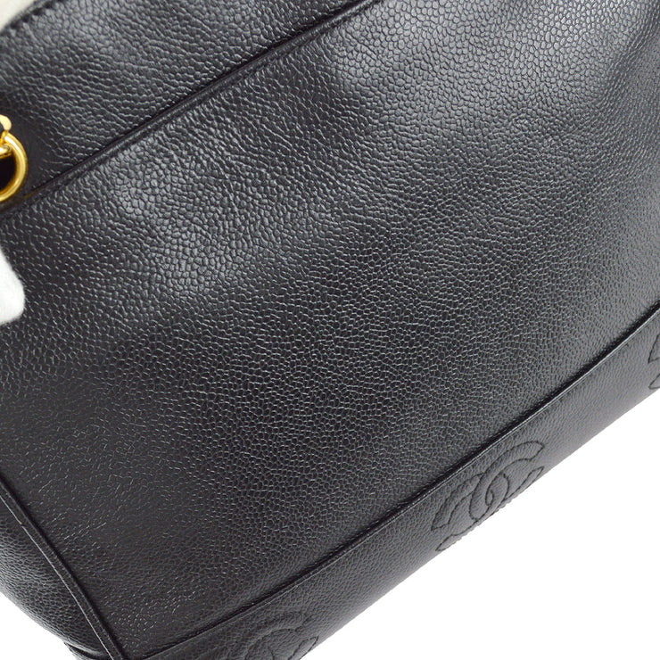 Chanel Triple CC Chain Shoulder Tote Bag Black Caviar – AMORE