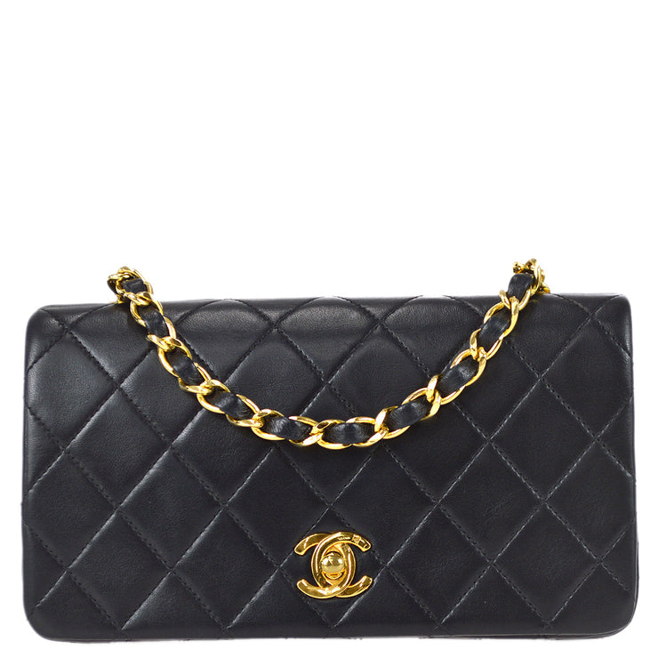 Chanel Vintage mini full flap bag black lambskin