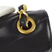 Chanel 1994-1996 Black Lambskin Large Chevron Letter Flap Bag