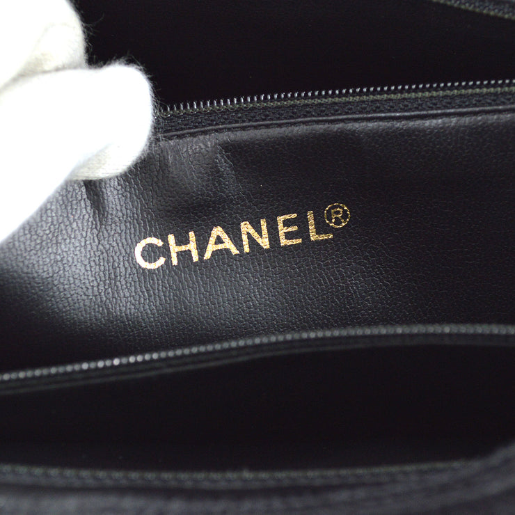 Chanel 1994-1996 Triple CC Tote Bag 30 Black Caviar
