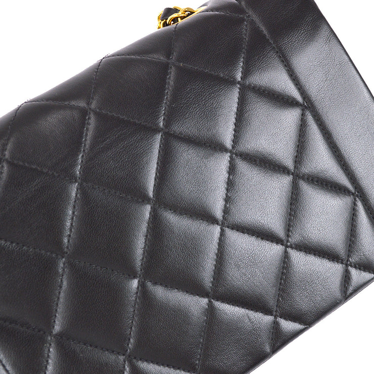 CHANEL Diana Flap Chain Shoulder Bag Black Quilted Lambskin Purse L30 –  hannari-shop