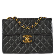 Chanel 1996-1997 Classic Flap Jumbo Shoulder Bag Black Lambskin