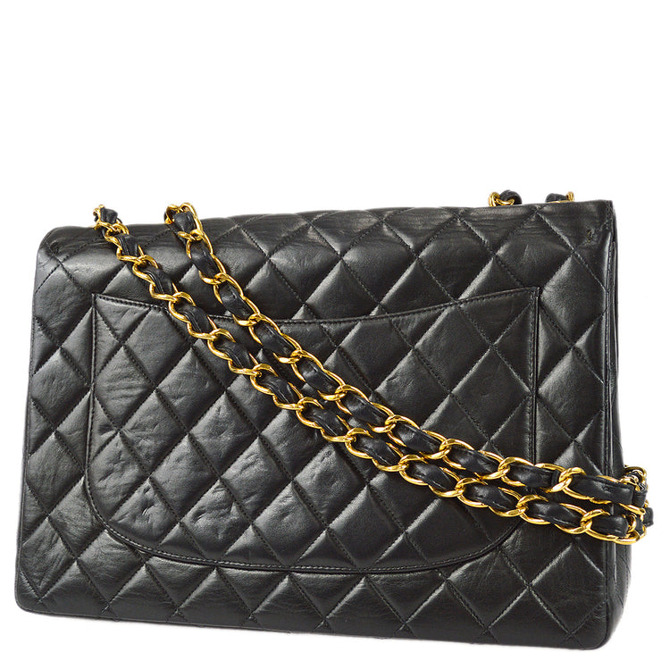 Chanel Vintage Mini Black Chevron Quilted Lambskin Envelope Flap