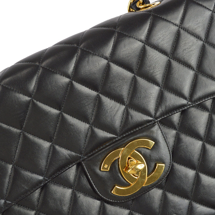 Chanel 1996-1997 Classic Flap Jumbo Shoulder Bag Black Lambskin