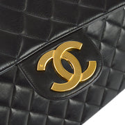 Chanel 1996-1997 Classic Flap Jumbo Shoulder Bag Black Lambskin