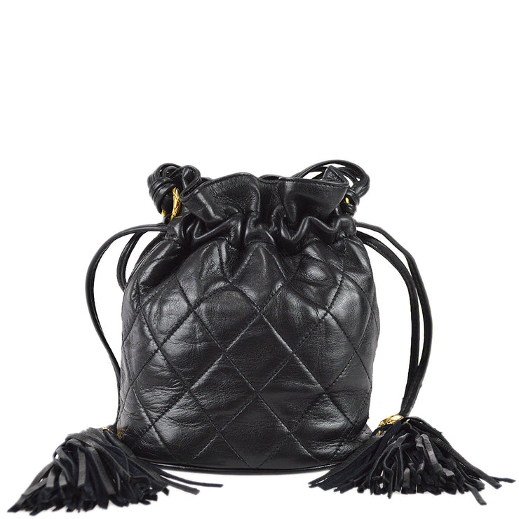 Full-Grain Quilted Lambskin Leather Drawstring Bag – Tiffany & Fred Paris