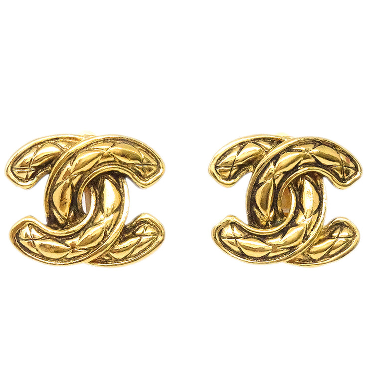 Chanel Quilted CC Earrings Clip-On Gold Small 2433 – AMORE Vintage Tokyo