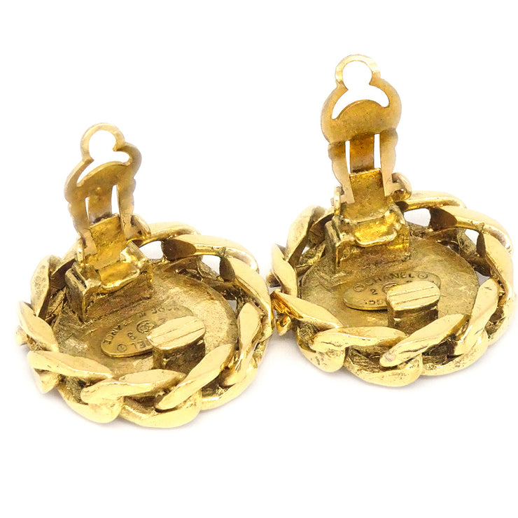 Chanel 1988 Crystal & Gold CC Earrings Clip-On