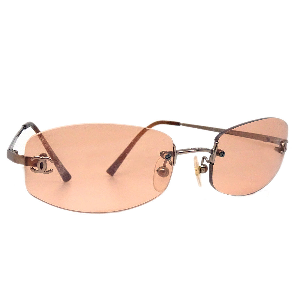 Chanel Purple / Brown Rimless Oval 4002 Sunglasses