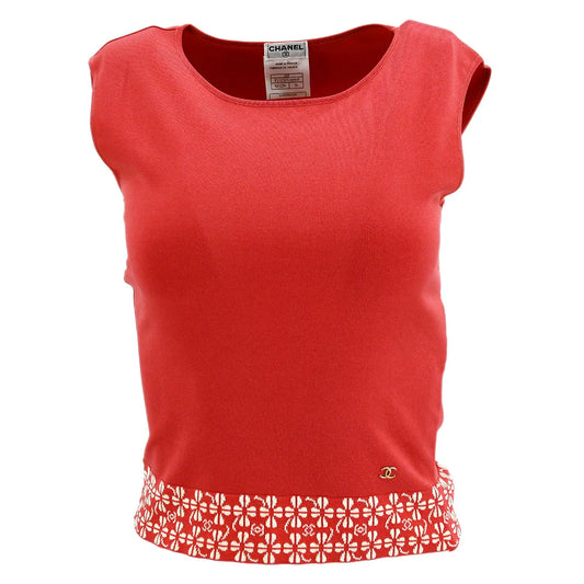 Chanel 2001 spring CC clover-jacquard sleeveless top #36