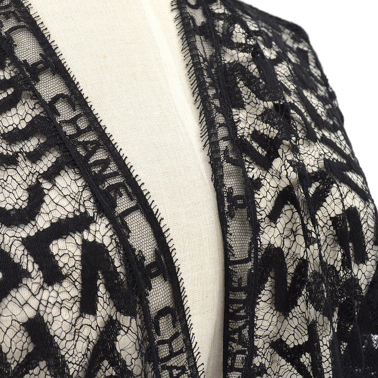 Chanel 1998 fall logo-embroidered sheer lace jacket #40