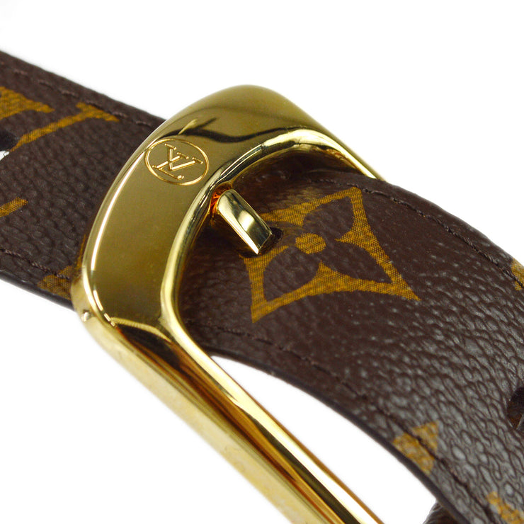 Louis Vuitton Brown Mini Monogram Canvas Logo Buckle Belt Size 95