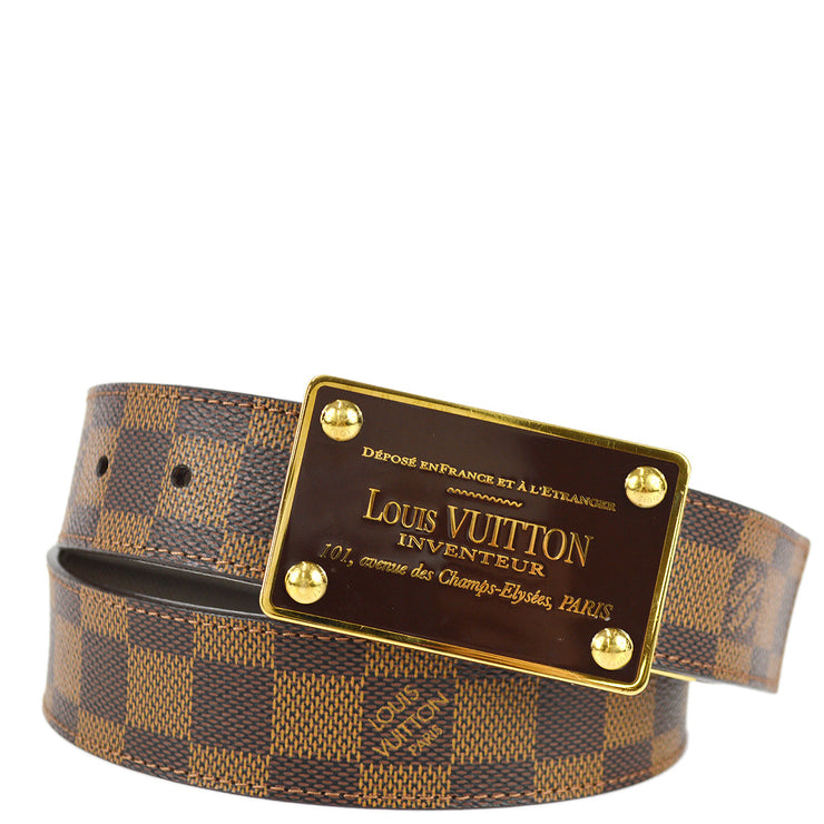 Louis Vuitton Louis Vuitton Damier Ebene Canvas Leather Inventeur Belt