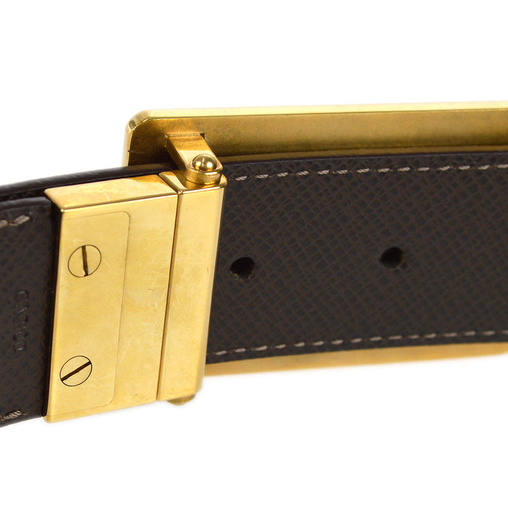 LOUIS VUITTON 80's Vintage Monogram Belt " LV " Gold Buckle
