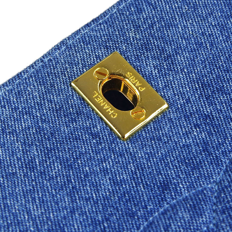Blue pre-owned Chanel lambskin 1989-1991 vintage Classic gold hardware  single flap shoulder bag