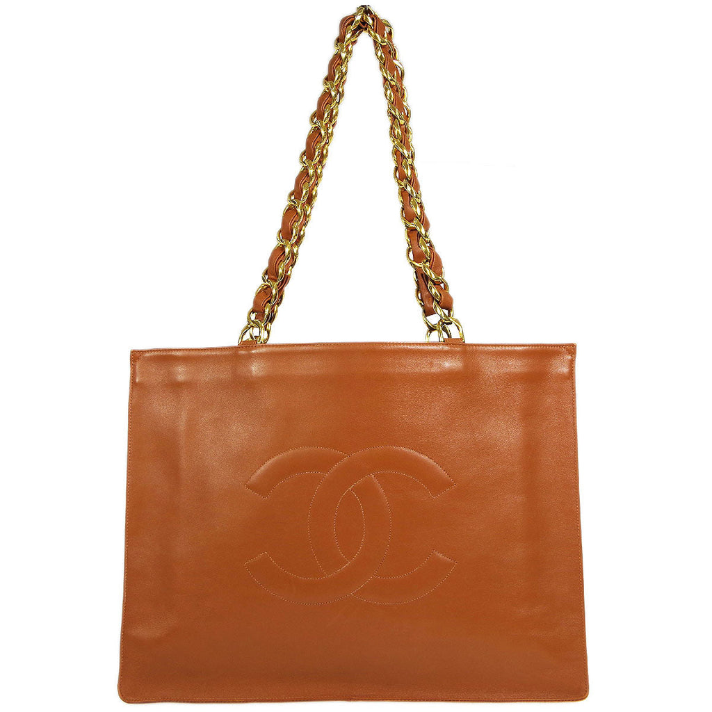 Chanel Lambskin Tortoise Chain Tote - Brown Shoulder Bags, Handbags -  CHA816521