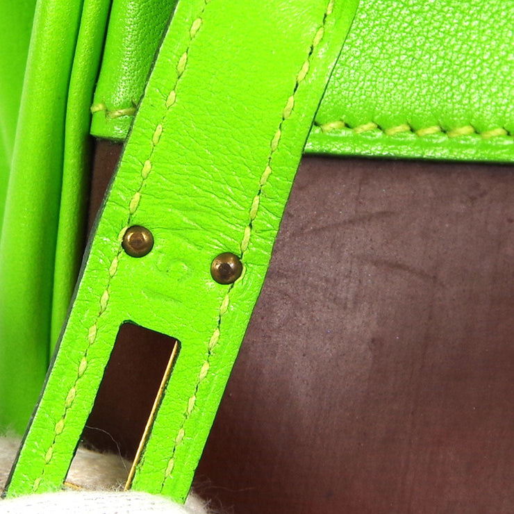 Hermes * 1998 Sac A Dos Kelly PM Backpack Green Brown Swift Amazonia