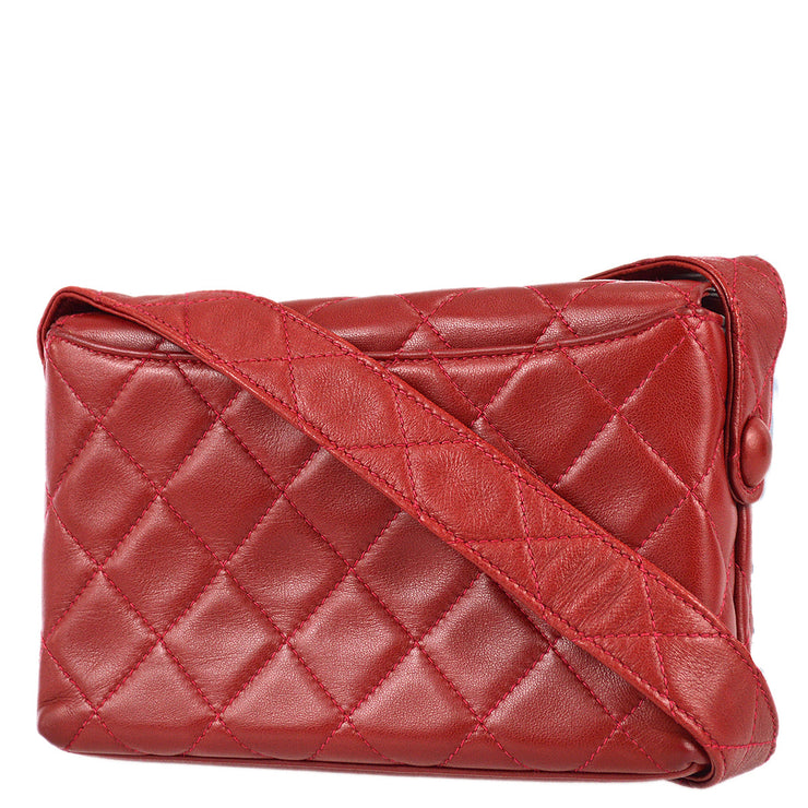 Chanel 1994-1996 Full Flap Shoulder Bag Red Lambskin