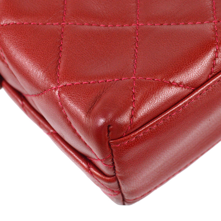 Chanel 1994-1996 Full Flap Shoulder Bag Red Lambskin