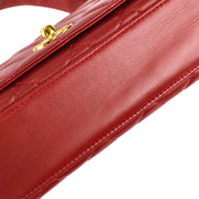 Chanel 1994-1996 Full Flap Shoulder Bag Red Lambskin
