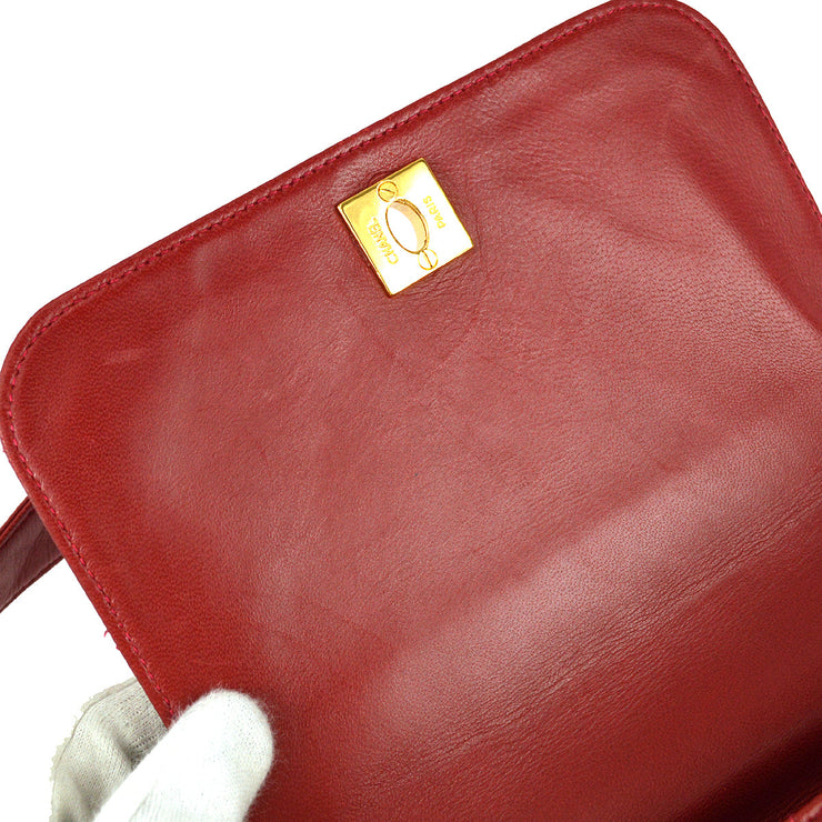 Chanel 1994-1996 Full Flap Shoulder Bag Red Lambskin