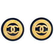 Chanel Button Earrings Clip-On Black 26