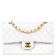 Chanel 1989-1991 White Lambskin Medium Classic Double Flap Bag
