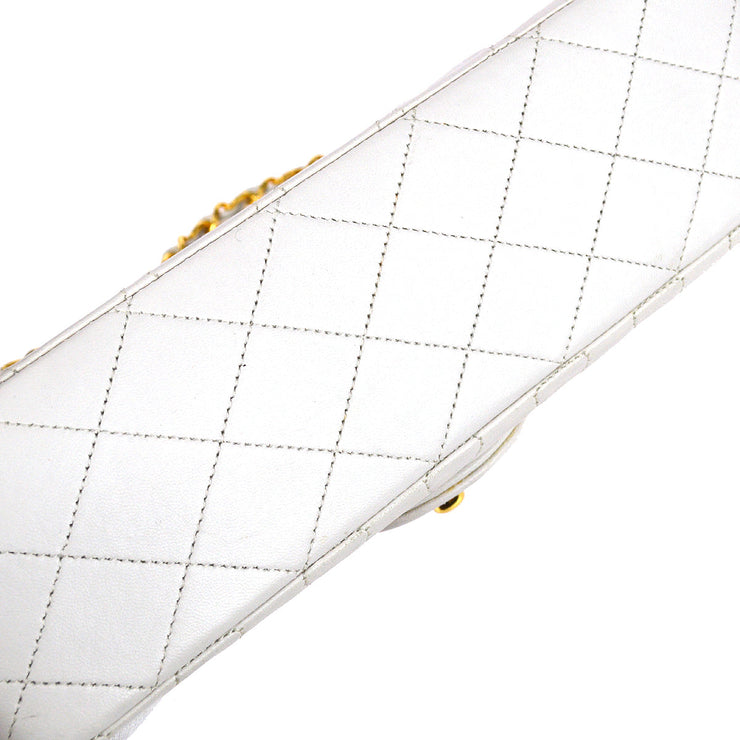 Chanel 1989-1991 White Lambskin Medium Classic Double Flap Bag