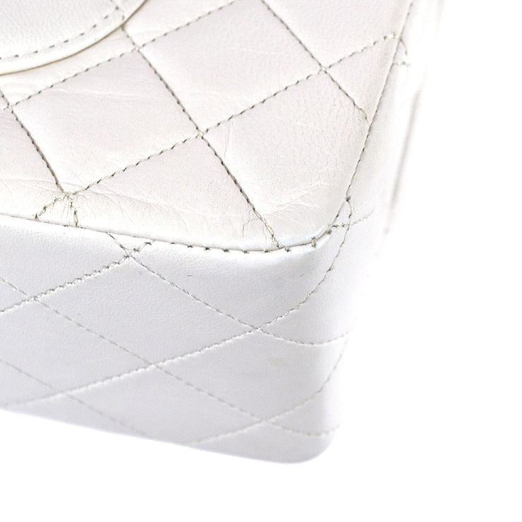 Chanel 1989-1991 White Lambskin Medium Classic Double Flap Bag