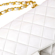 Chanel 1989-1991 White Lambskin Medium Classic Double Flap Bag